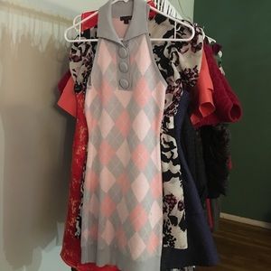 Mini pink plad dress